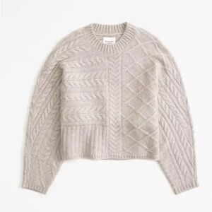 Cable Knit Crew Dolman Sweater in Cream Abercrombie and Fitch